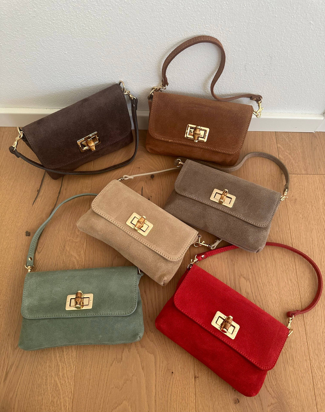 Suede Mini Handbag, Assorted Colors