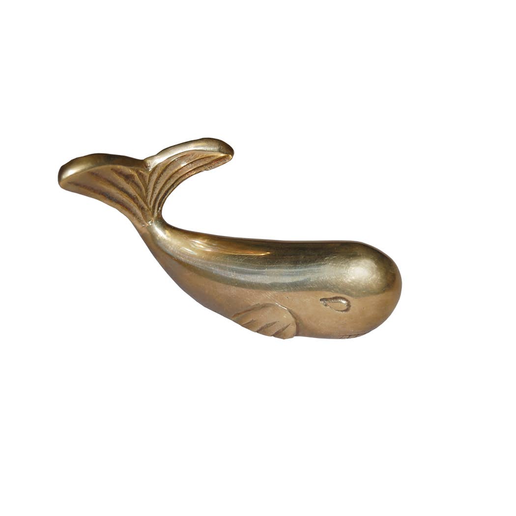 Antiqued Brass Whale Paperweight