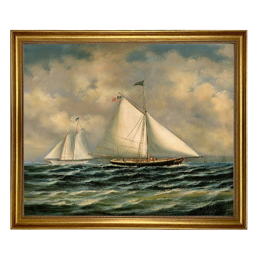 Sailboat Oil Painting, Framed