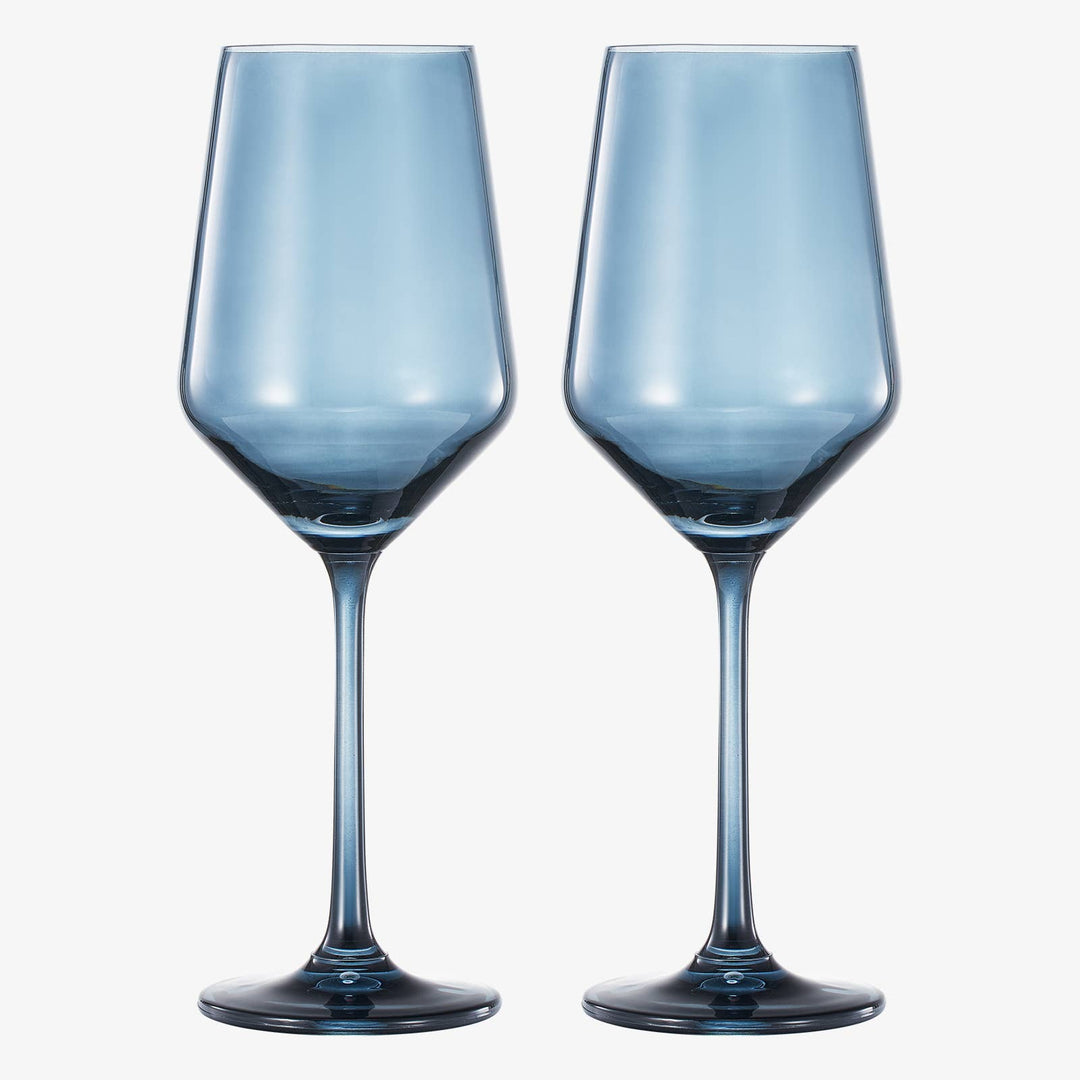 Crystal Wine Glasses in Blue, Set of 2