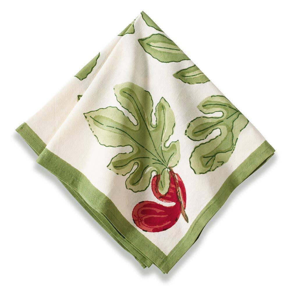 Fig French Linen Napkins, Red & Green, Set of 6