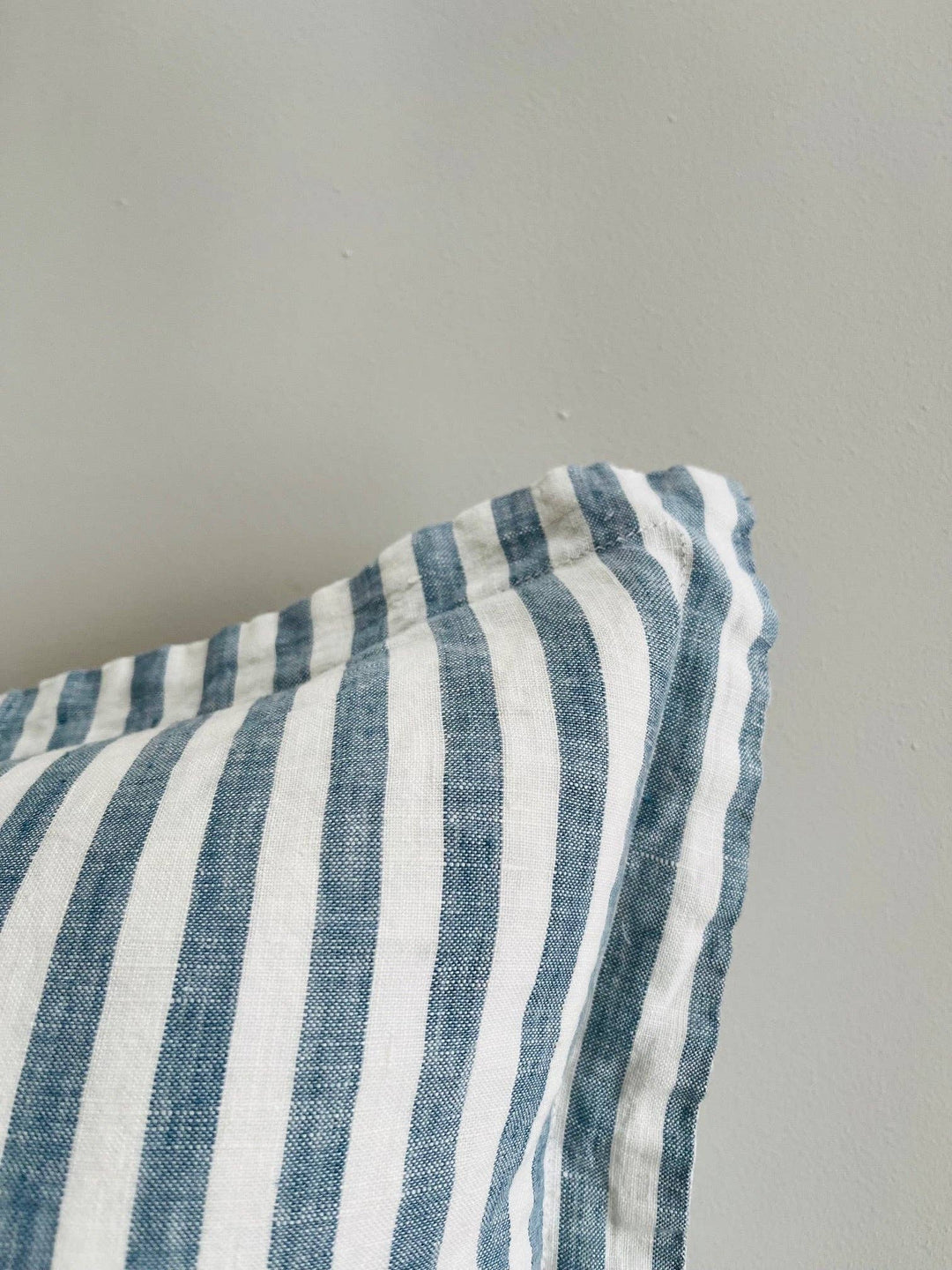 French Linen Pillow in Blue Stripe, 20x20
