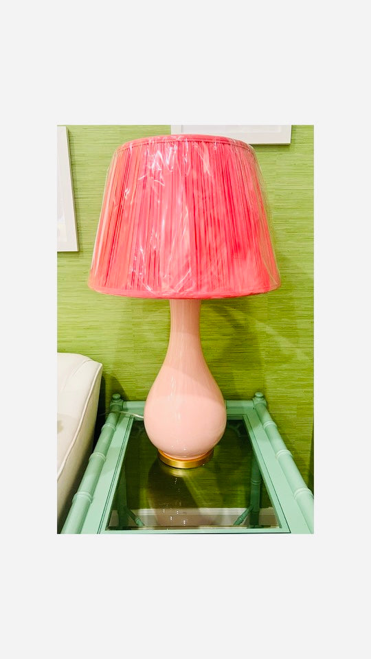 Blush Pink Lamp with Watermelon Pleated Shade
