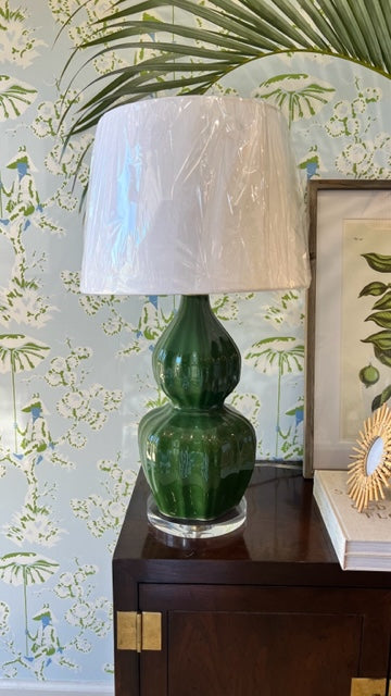 Fluted Double Gourd Lamp, Green
