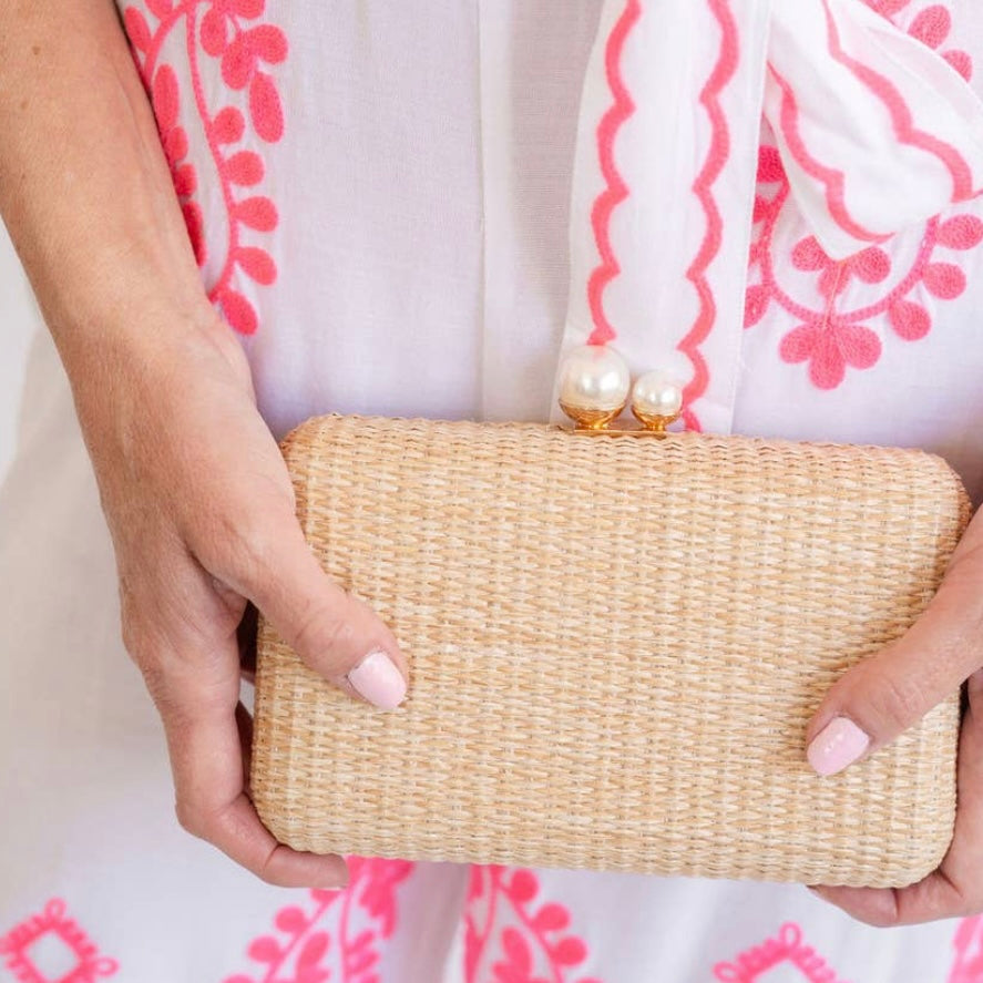 Mimi Pearl Raffia Clutch | Lisi Lerch