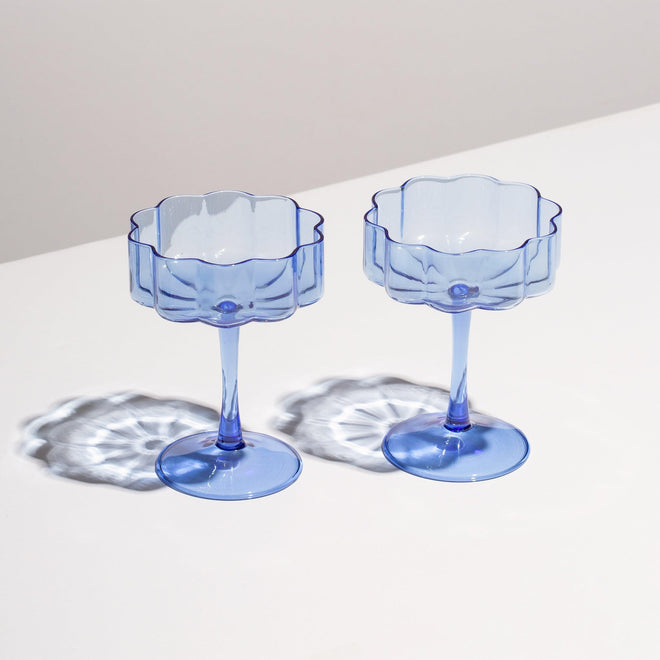 Wave Coupe Glasses in Blue, S/2 | Fazeek