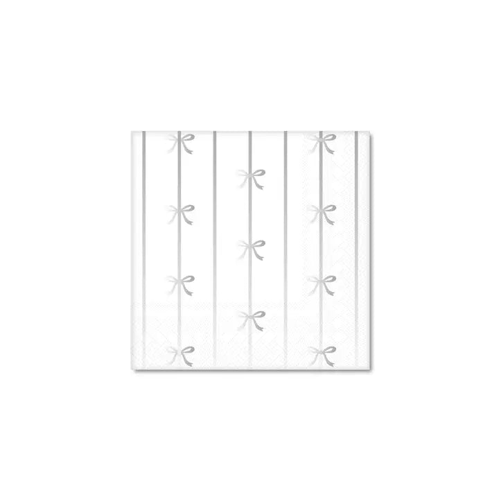 Bow Cocktail Napkins in Silver, S/20 | Bonjour Fete
