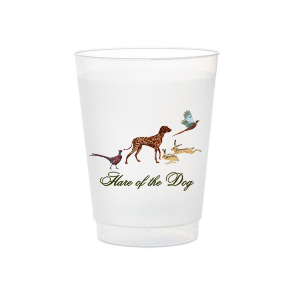 "Hare Of The Dog" Frosted Cups, Set of 8