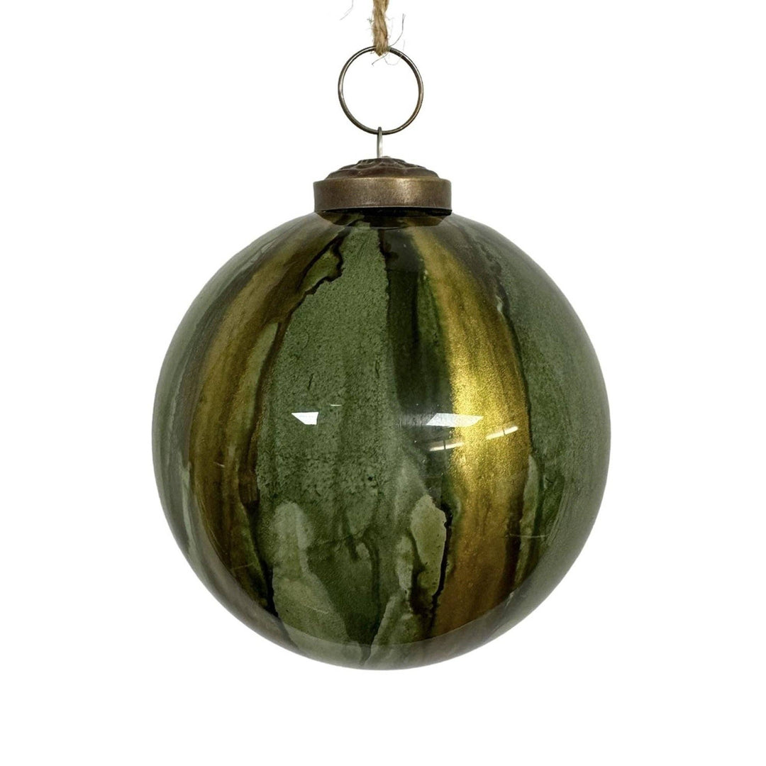 Watercolor Glass Ball Ornament, Green