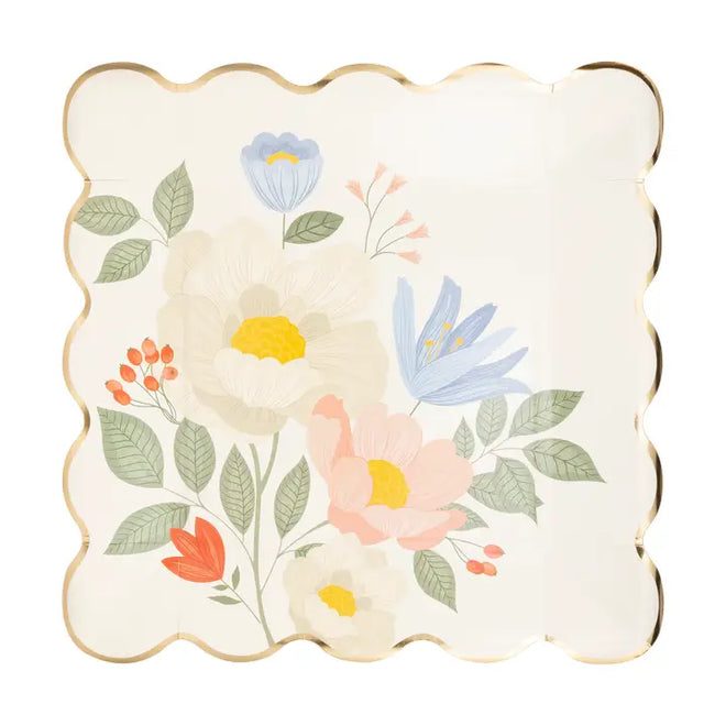 Floral Scallop Plates, S/8
