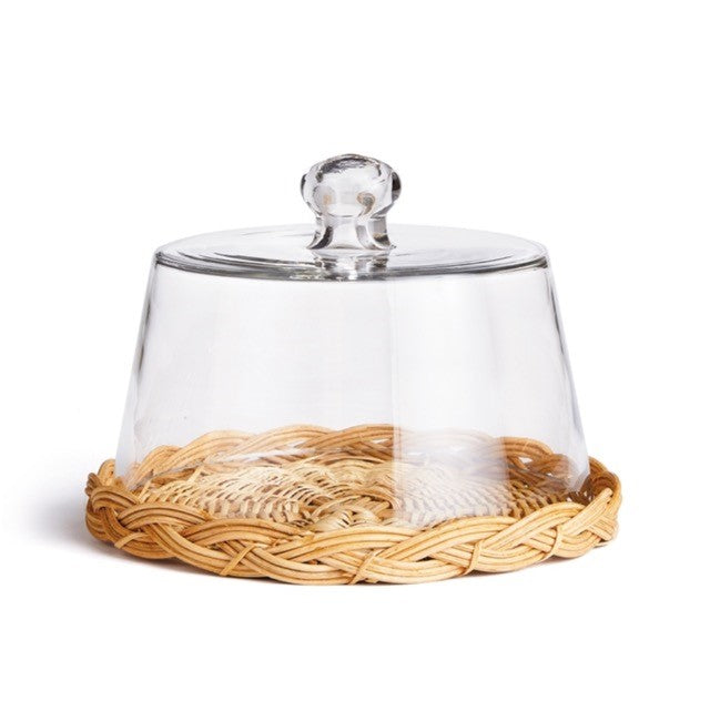 Braided Wicker Glass Cloche