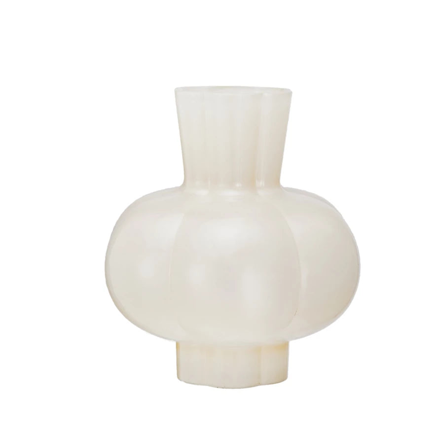 Glass Pleated Vase in Opaque
