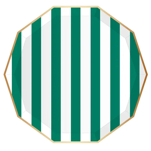 Cabana Stripe Plates in Green, S/8 | Bonjour Fete