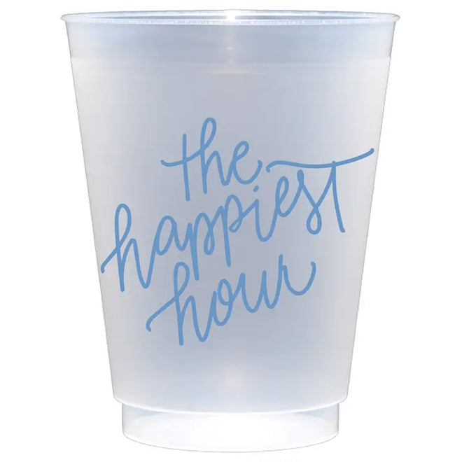 "The Happiest Hour" Frosted Cups, S/8