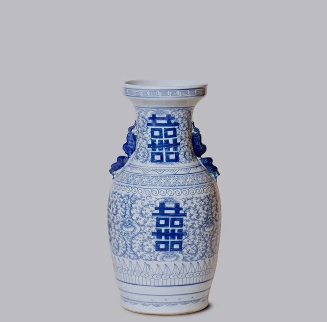 Blue & White Lug Vase, Large