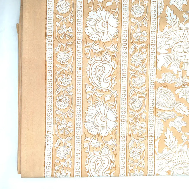 Hand Blocked Khaki Tablecloth, (55 x 86)