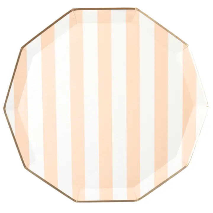 Cabana Stripe Paper Plates in Peach, S/8 | Bonjour Fete