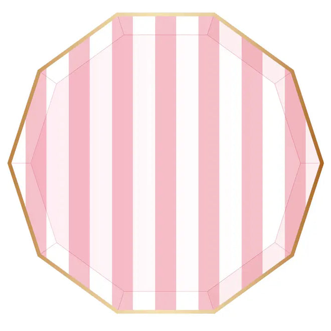 Cabana Stripe Plates in Pink, S/8 | Bon Jour Fete