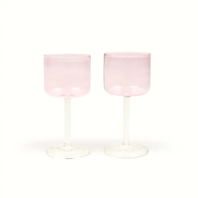 Wine Glass in Pink, S/2