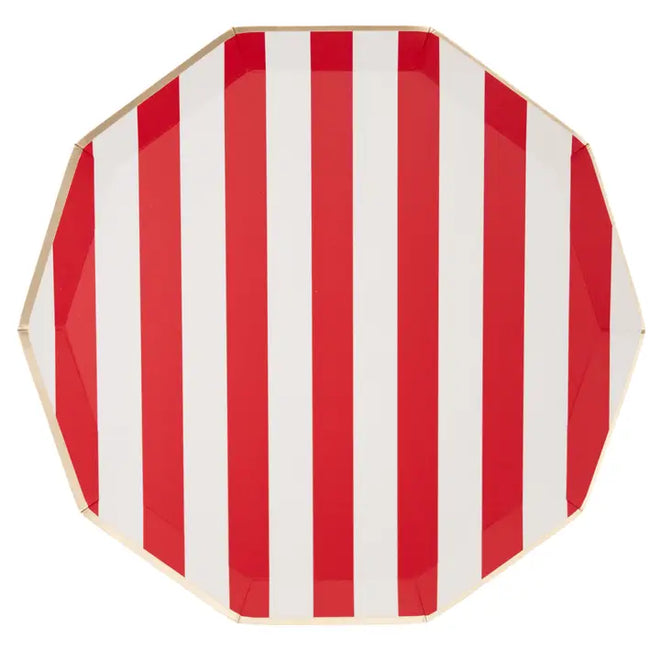 Cabana Stripe Plates in Red, S/8 | Bonjour Fete