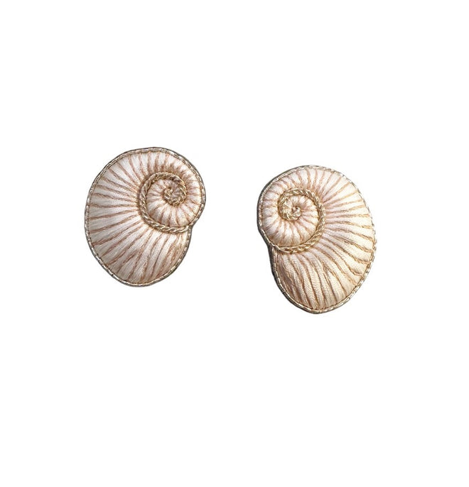 Nautilus Embroidered Earrings, Cream | Sophia 203