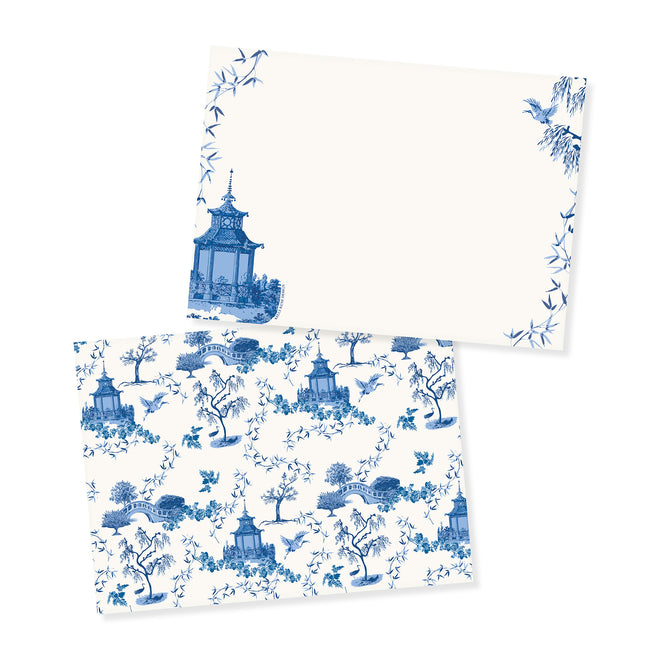 Chinoiserie Toile Notecard Set in Blue, S/10 | Kelly Rene Designs