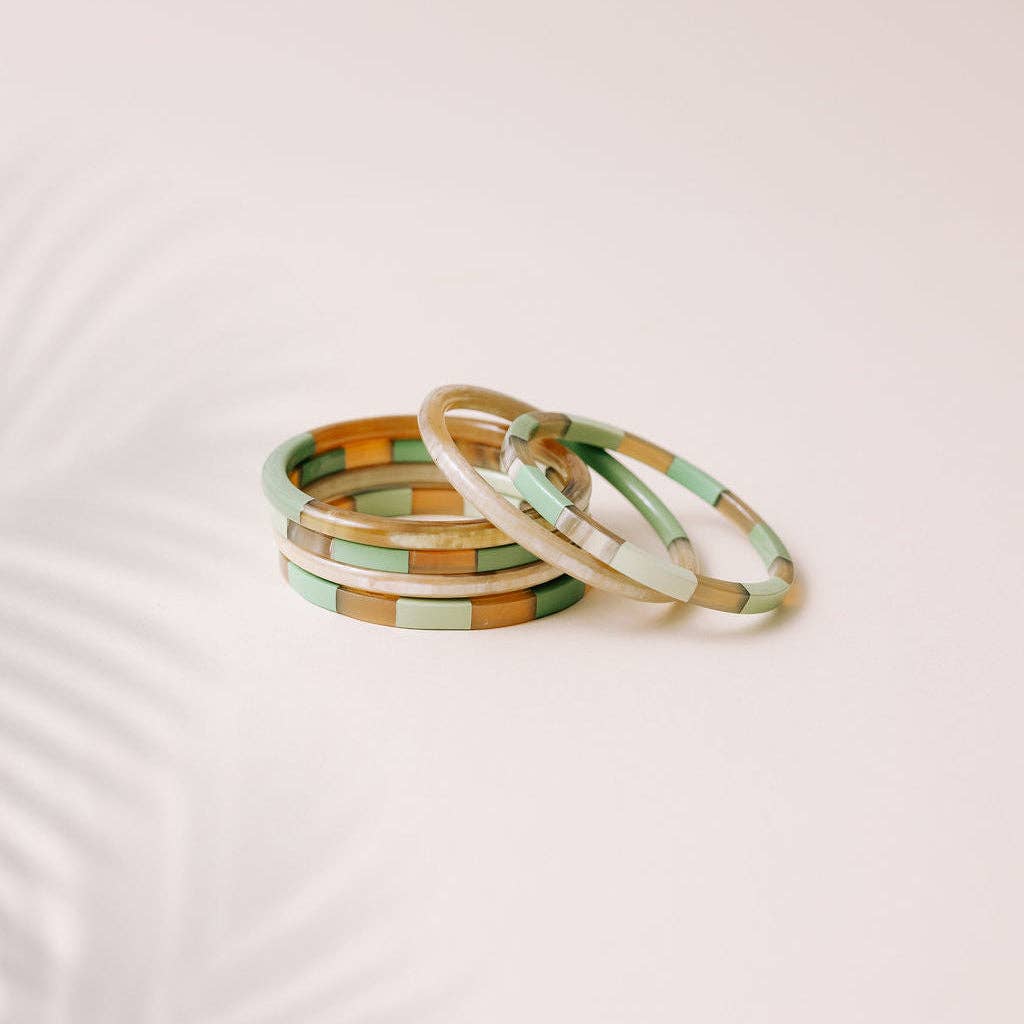 Tiled Mixed Bangle Set in Matcha | Sunshine Tienda
