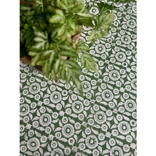 Feathered Tile Tablecloth in Green,  120" x 70"