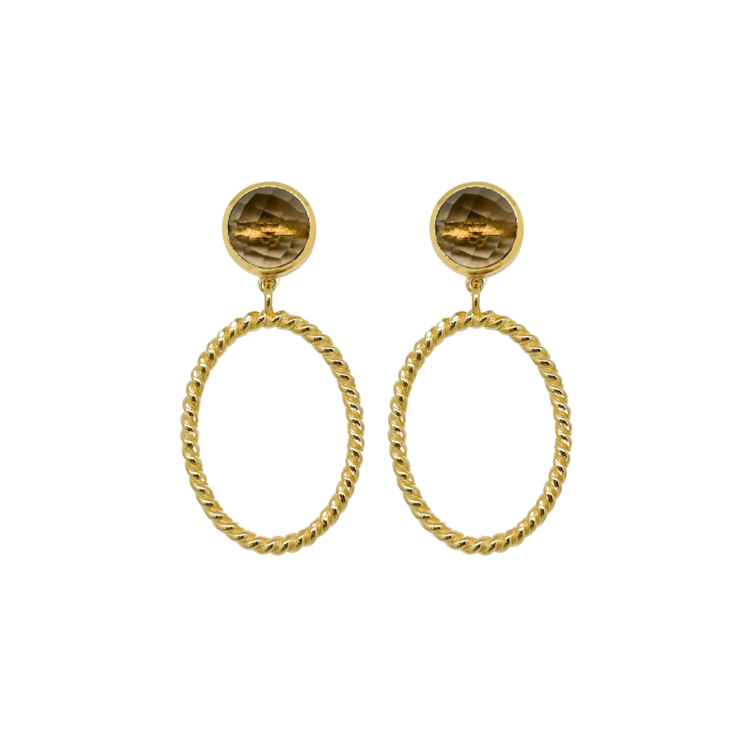 Lucie Gemstone Earrings in Smoky Quartz