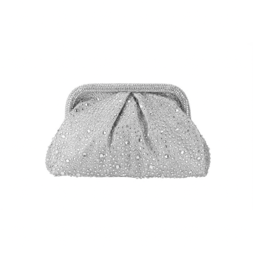 Rhinestone Snap Top Clutch Handbag, Silver or Gold