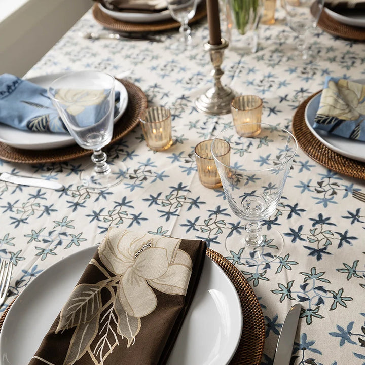 Celeste Tablecloth in Lapis, 108" Round | Maison Venu
