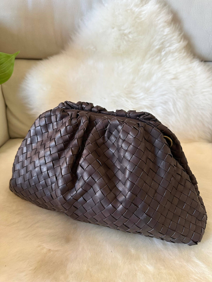 Woven Leather Clutch, Assorted Colors