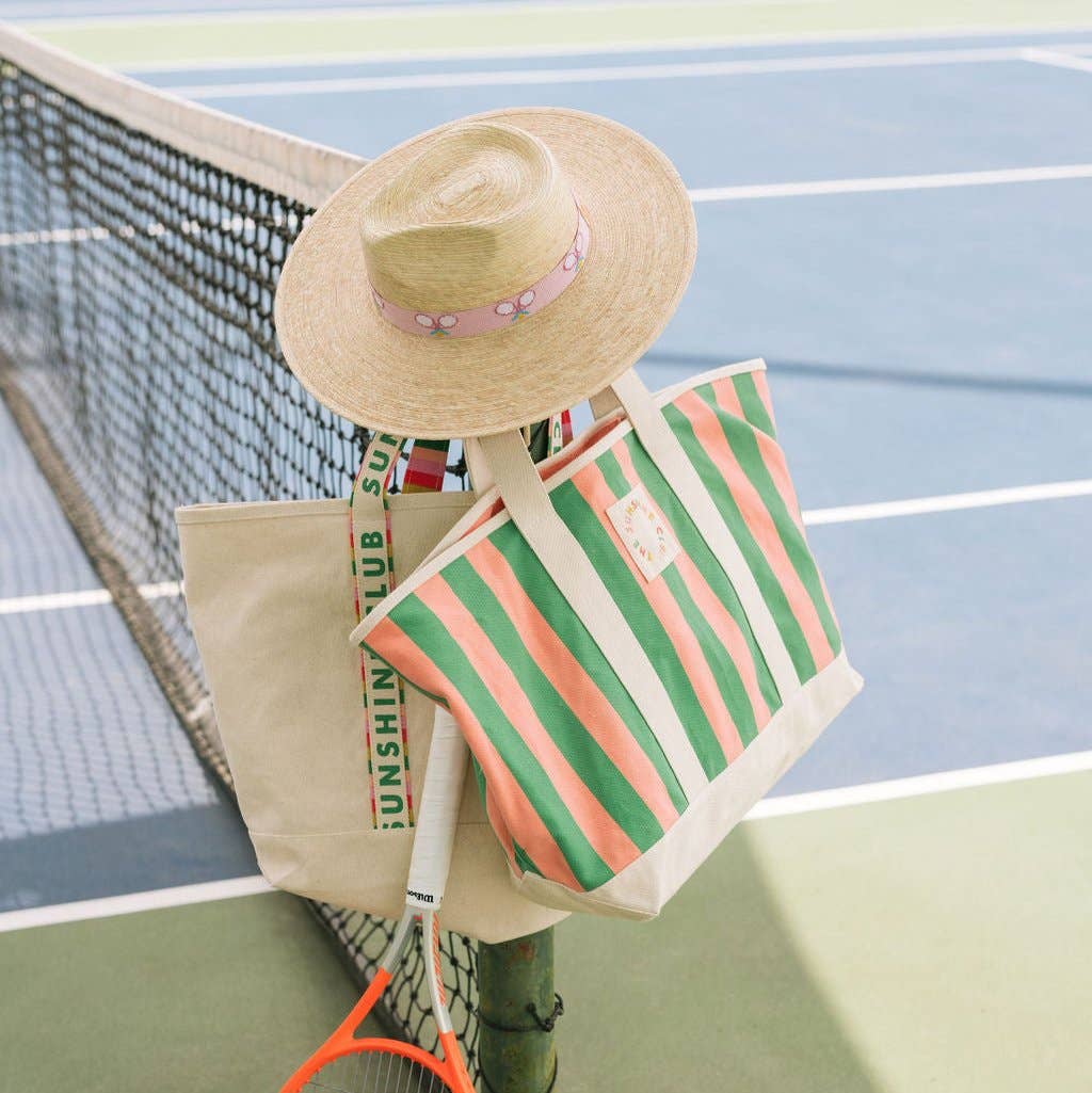 Stripe Canvas Tote in Watermelon