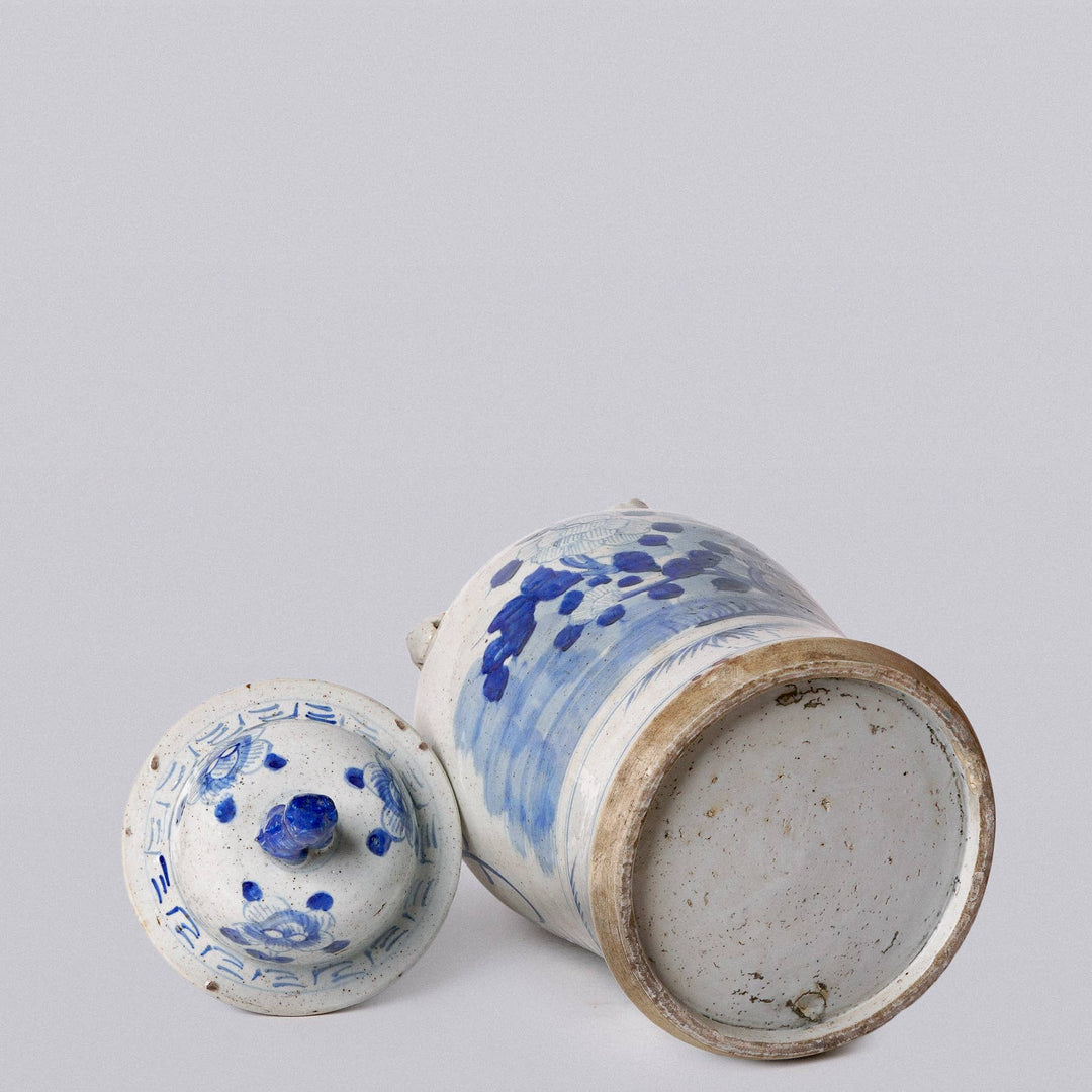 Blue and White Four Seasons Porcelain Temple Jar