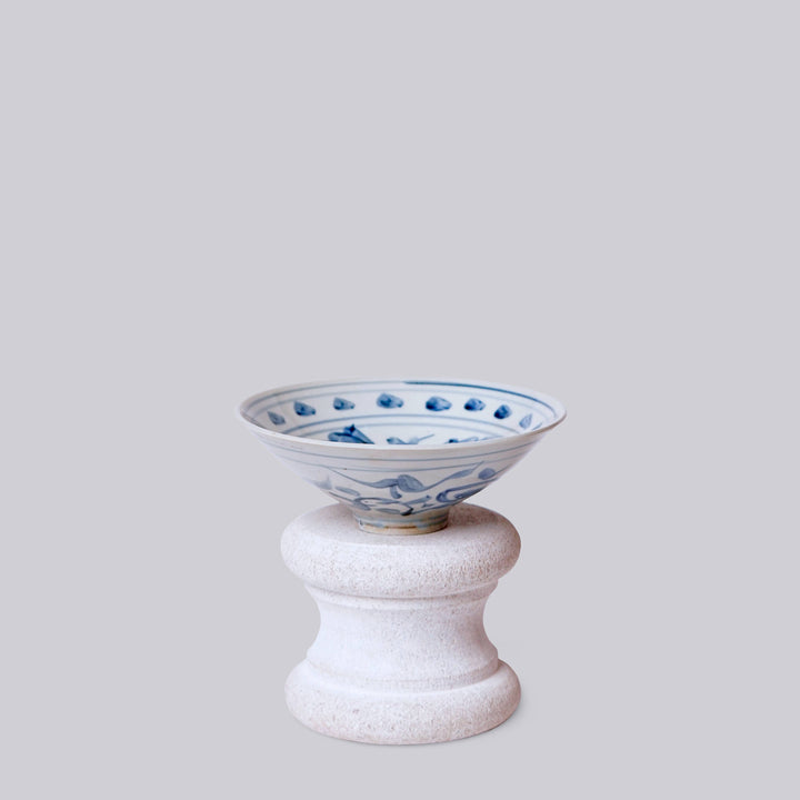 Blue and White Peony Conical Bowl
