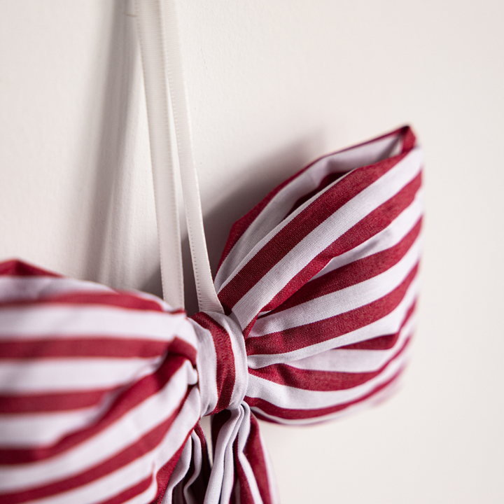 Striped Fabric Bow in Red, Two Sizes