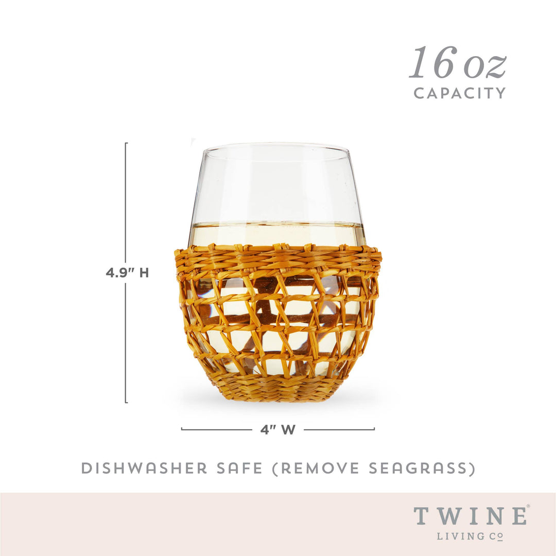 Seagrass Wrapped Glassware, S/2