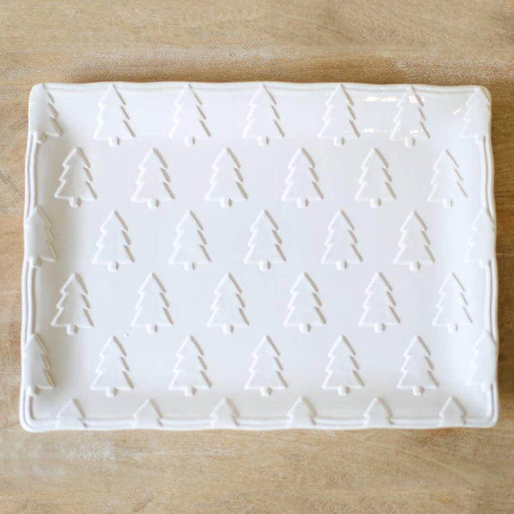 Balsam Embossed Platter, White