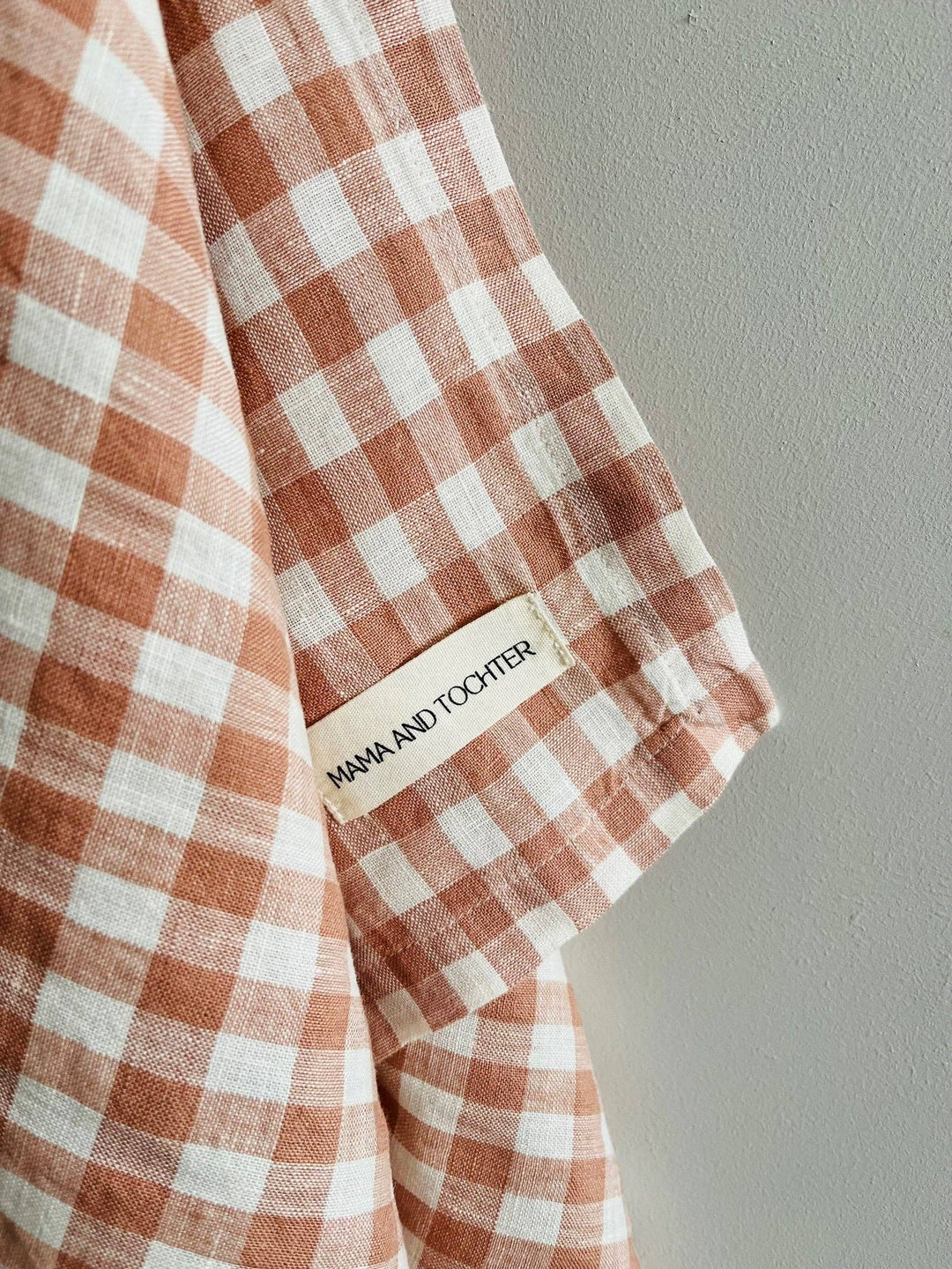 French Linen Tea Towel, Blush Gingham