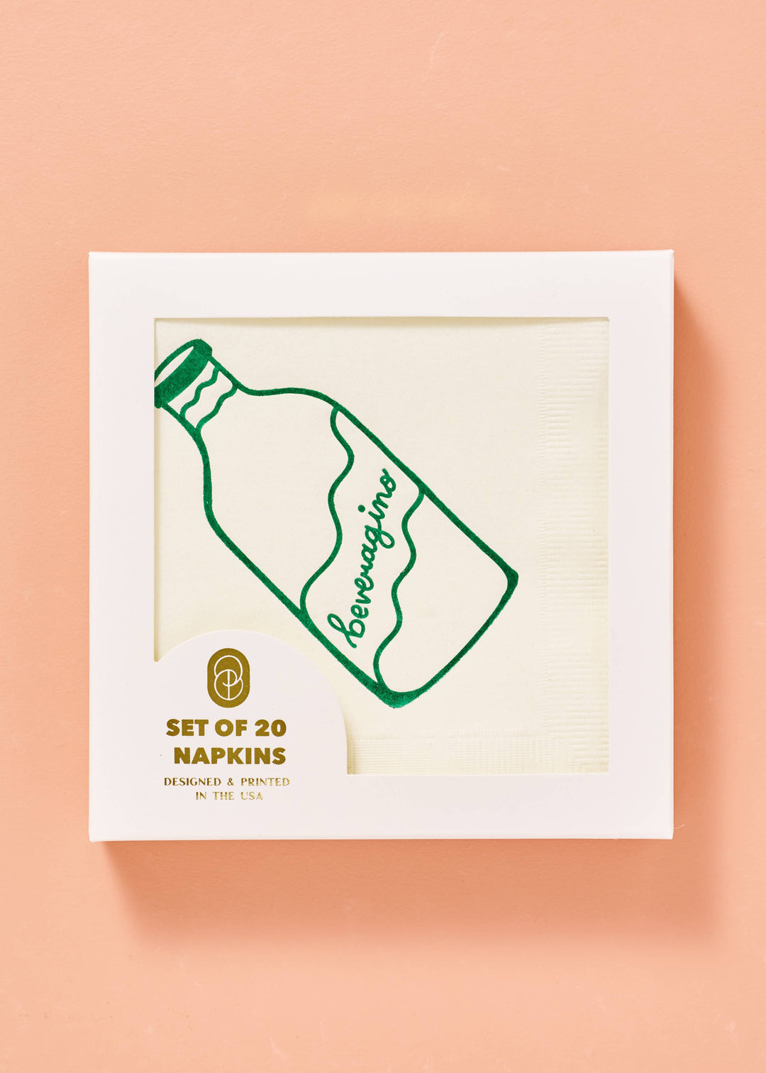 Beveragino Beverage Napkins in Green and White