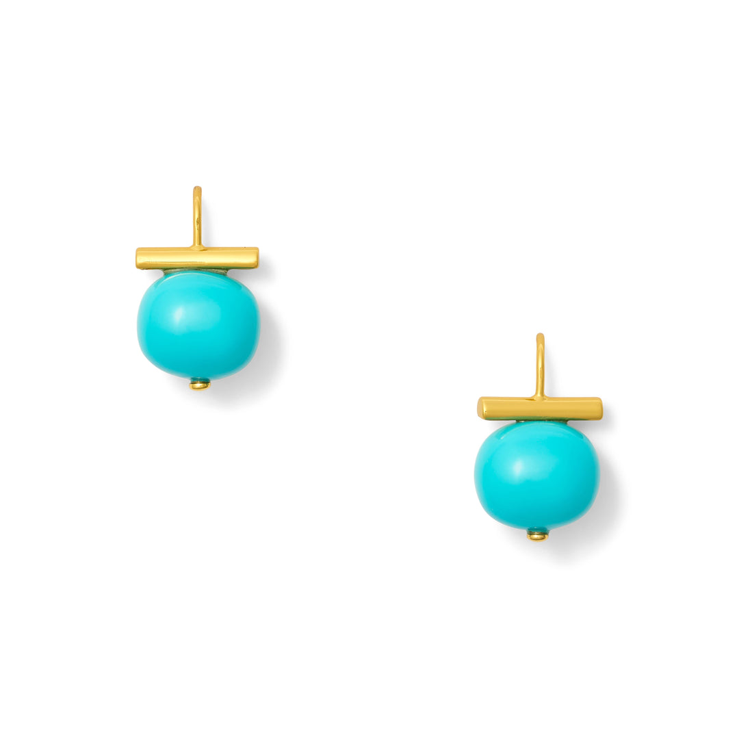 Turquoise + Gold Pebble Pearl Earrings