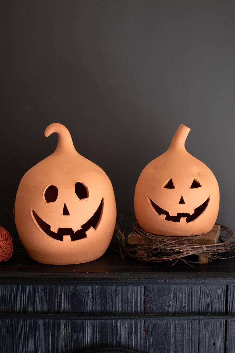 Terracotta Jack-O-Lanterns, Two Sizes