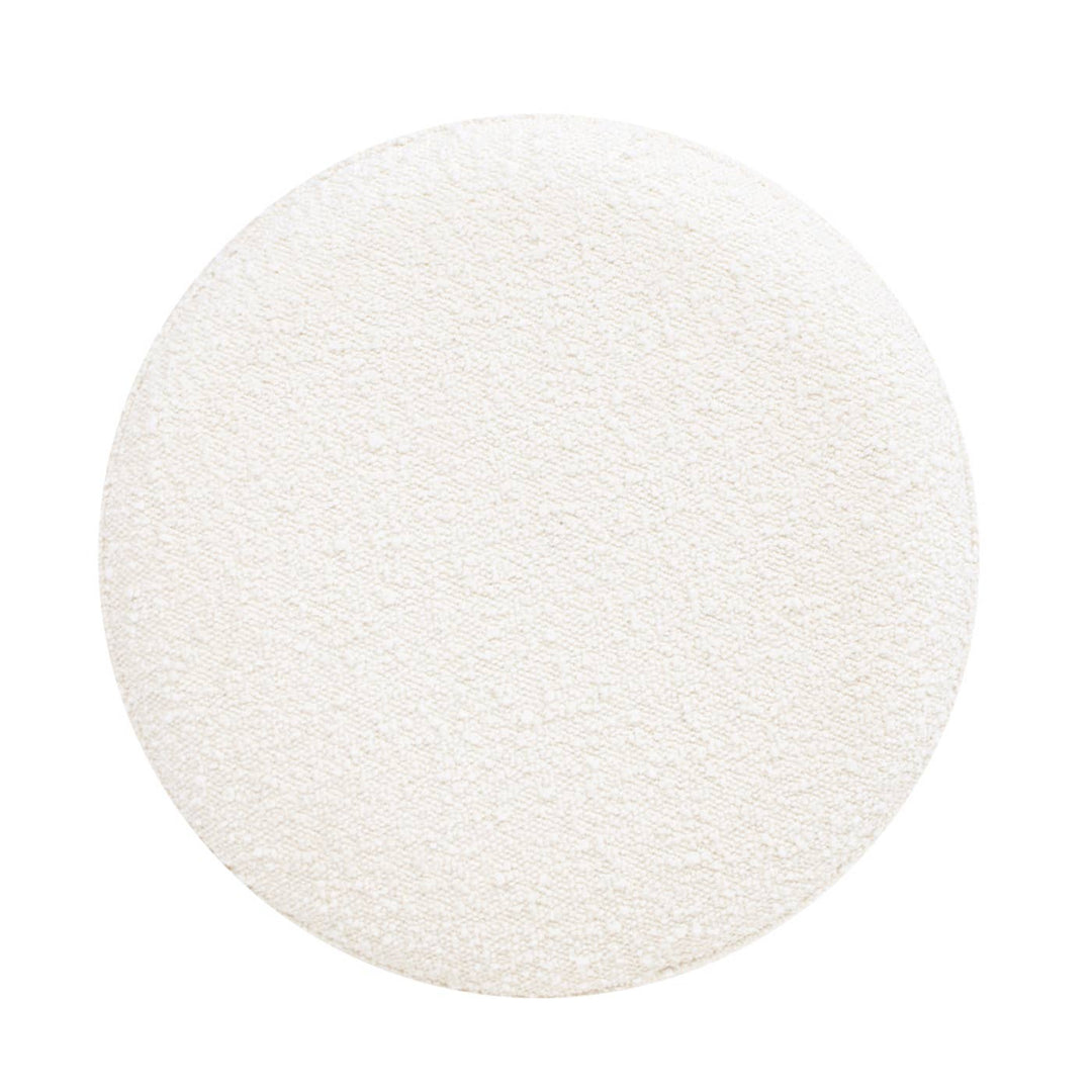 Burl Wood Upholstered Ottoman, Round