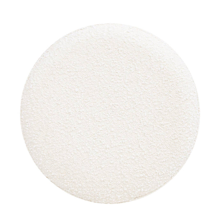 Burl Wood Upholstered Ottoman, Round