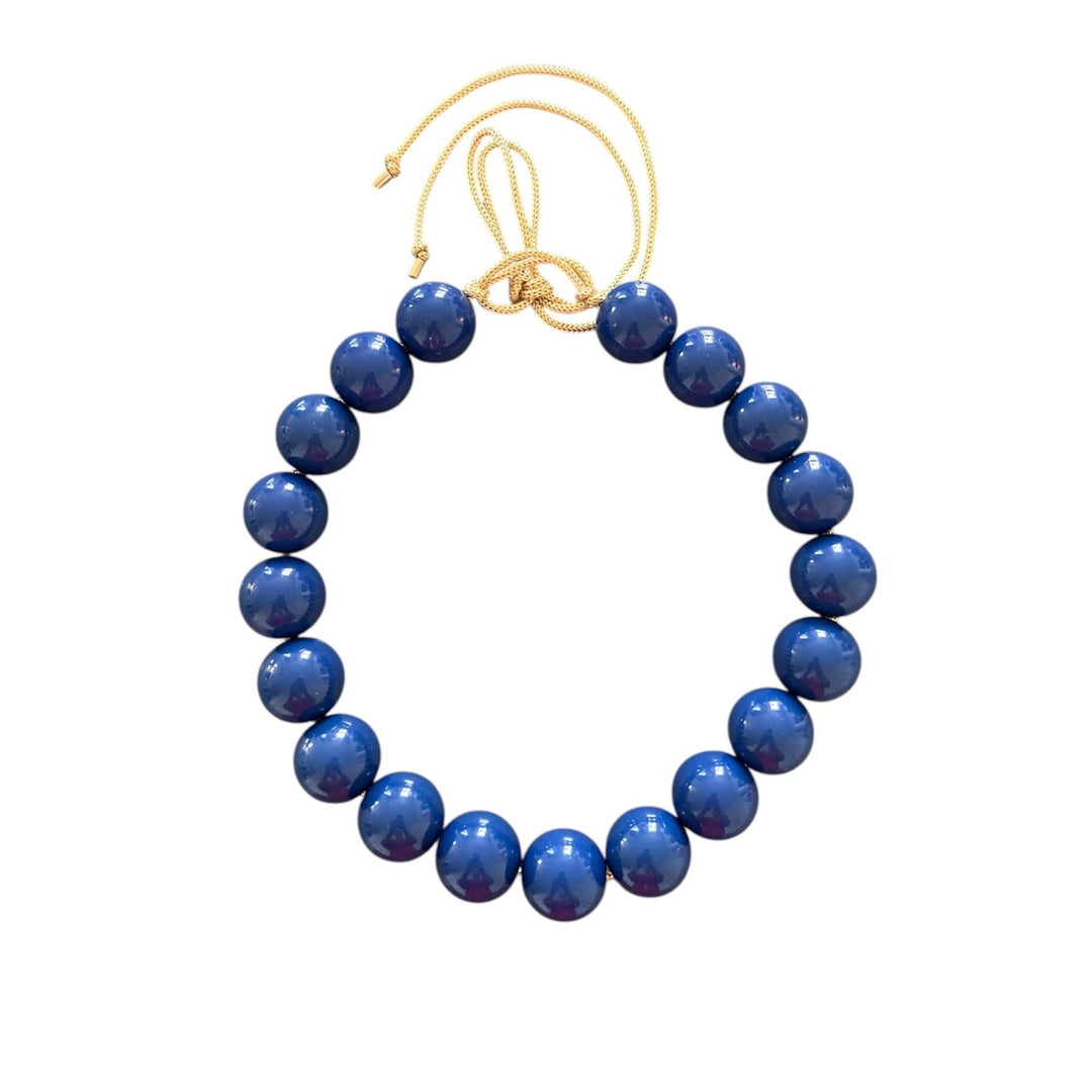 Chunky Beaded Necklace in Blueberry
