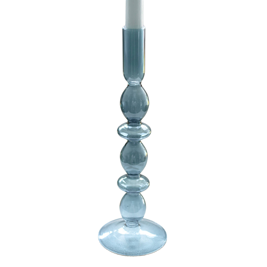 Glass Candle Holders in Azure Blue