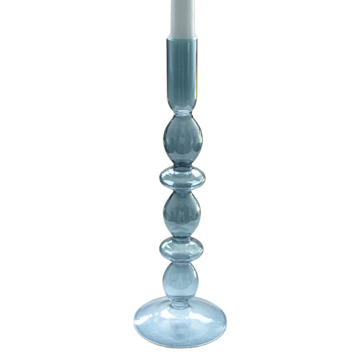 Glass Candle Holders in Azure Blue