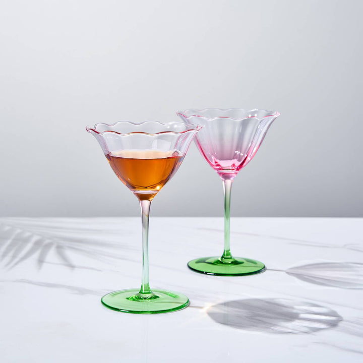 Tulip Shaped Champagne Coupes, Set of 2