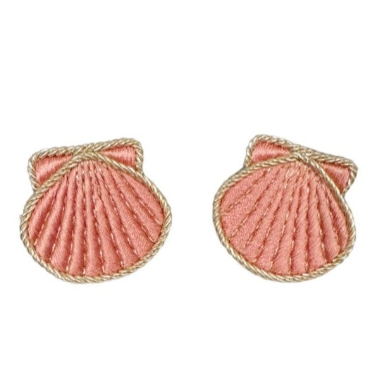 Shell Embroidered Earrings, Blush