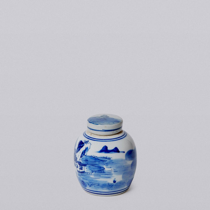 Blue and White Landscape Jar, Mini
